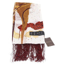 GUCCI Fringe Stole Silk Bordeaux White 380697 Auth am12325V-5