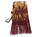 GUCCI Fringe Stole Silk Bordeaux White 380697 Auth am12325V-8