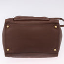 PRADA Hand Bag Taurillon Leather 2way Brown Gold Auth am12327V-6