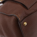 PRADA Hand Bag Taurillon Leather 2way Brown Gold Auth am12327V-17