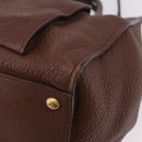PRADA Hand Bag Taurillon Leather 2way Brown Gold Auth am12327V-18