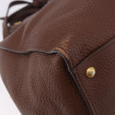 PRADA Hand Bag Taurillon Leather 2way Brown Gold Auth am12327V-19