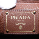 PRADA Hand Bag Taurillon Leather 2way Brown Gold Auth am12327V-22