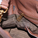 PRADA Hand Bag Taurillon Leather 2way Brown Gold Auth am12327V-25
