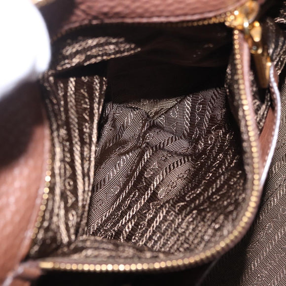 PRADA Hand Bag Taurillon Leather 2way Brown Gold Auth am12327V