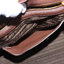 PRADA Hand Bag Taurillon Leather 2way Brown Gold Auth am12327V-30