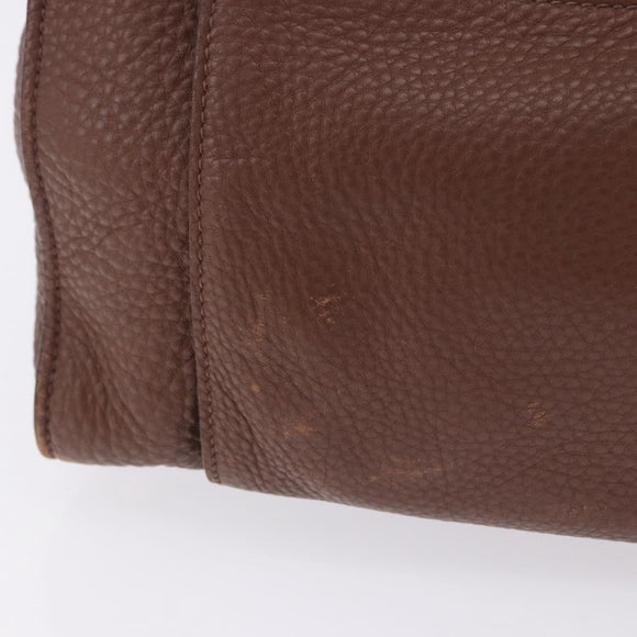 PRADA Hand Bag Taurillon Leather 2way Brown Gold Auth am12327V