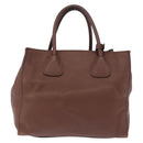 PRADA Hand Bag Taurillon Leather 2way Brown Gold Auth am12327V-3