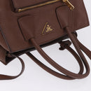 PRADA Hand Bag Taurillon Leather 2way Brown Gold Auth am12327V-14