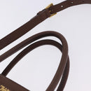 PRADA Hand Bag Taurillon Leather 2way Brown Gold Auth am12327V-15