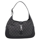 GUCCI GG Canvas Jackie Shoulder Bag Black Silver 00963 Auth am12328V-2
