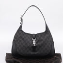 GUCCI GG Canvas Jackie Shoulder Bag Black Silver 00963 Auth am12328V-22