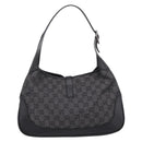 GUCCI GG Canvas Jackie Shoulder Bag Black Silver 00963 Auth am12328V-3