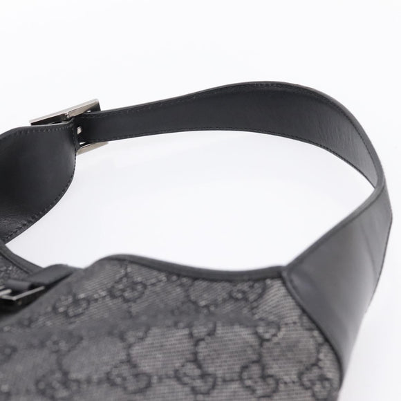 GUCCI GG Canvas Jackie Shoulder Bag Black Silver 00963 Auth am12328V