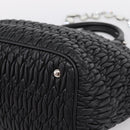 Miu Miu Matelasse Hand Bag Leather 2way Silver Black Auth am12329V-15