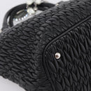 Miu Miu Matelasse Hand Bag Leather 2way Silver Black Auth am12329V-18