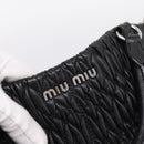 Miu Miu Matelasse Hand Bag Leather 2way Silver Black Auth am12329V-19
