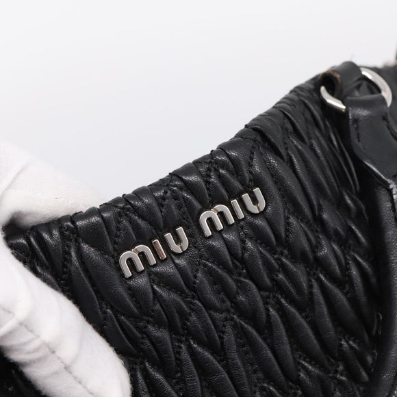 Miu Miu Matelasse Hand Bag Leather 2way Silver Black Auth am12329V