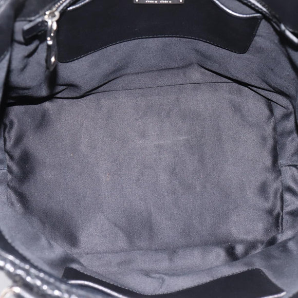 Miu Miu Matelasse Hand Bag Leather 2way Silver Black Auth am12329V
