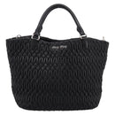 Miu Miu Matelasse Hand Bag Leather 2way Silver Black Auth am12329V-13
