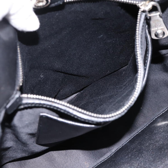 Miu Miu Matelasse Hand Bag Leather 2way Silver Black Auth am12329V