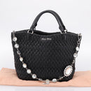 Miu Miu Matelasse Hand Bag Leather 2way Silver Black Auth am12329V-12