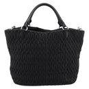 Miu Miu Matelasse Hand Bag Leather 2way Silver Black Auth am12329V-2