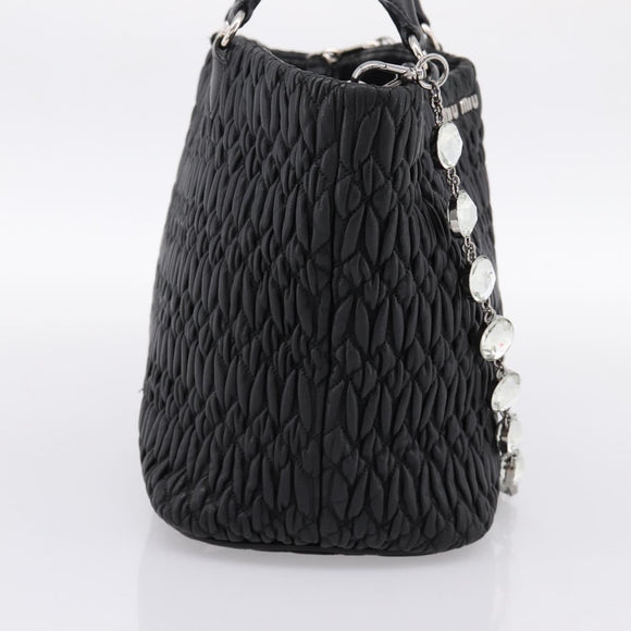 Miu Miu Matelasse Hand Bag Leather 2way Silver Black Auth am12329V