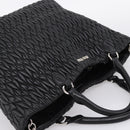 Miu Miu Matelasse Hand Bag Leather 2way Silver Black Auth am12329V-6