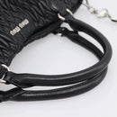 Miu Miu Matelasse Hand Bag Leather 2way Silver Black Auth am12329V-7