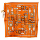 HERMES Carre 40 Scarf Silk ""BRIDES ET FRONTAUX"" Orange White Auth am12333M-1