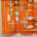 HERMES Carre 40 Scarf Silk ""BRIDES ET FRONTAUX"" Orange White Auth am12333M-10
