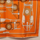 HERMES Carre 40 Scarf Silk ""BRIDES ET FRONTAUX"" Orange White Auth am12333M-11