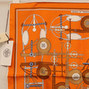 HERMES Carre 40 Scarf Silk ""BRIDES ET FRONTAUX"" Orange White Auth am12333M-2