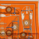 HERMES Carre 40 Scarf Silk ""BRIDES ET FRONTAUX"" Orange White Auth am12333M-3