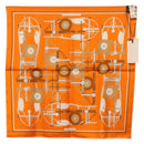 HERMES Carre 40 Scarf Silk ""BRIDES ET FRONTAUX"" Orange White Auth am12333M-7