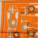 HERMES Carre 40 Scarf Silk ""BRIDES ET FRONTAUX"" Orange White Auth am12333M-8