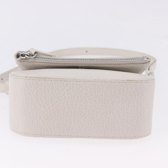 Maison Margiela Shoulder Bag Leather White Silver Auth am12334M