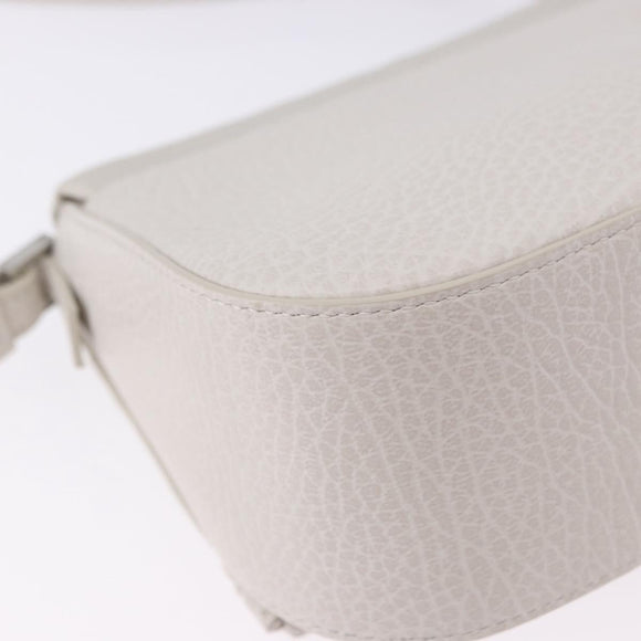 Maison Margiela Shoulder Bag Leather White Silver Auth am12334M