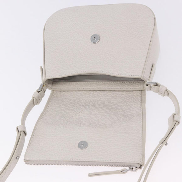 Maison Margiela Shoulder Bag Leather White Silver Auth am12334M