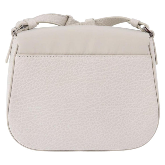 Maison Margiela Shoulder Bag Leather White Silver Auth am12334M