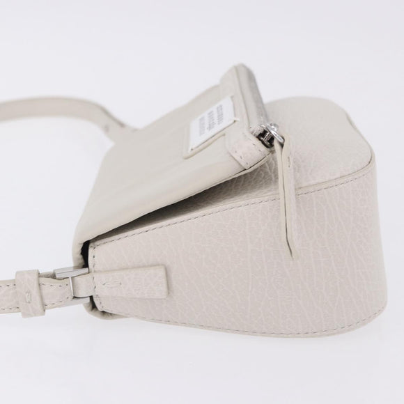 Maison Margiela Shoulder Bag Leather White Silver Auth am12334M