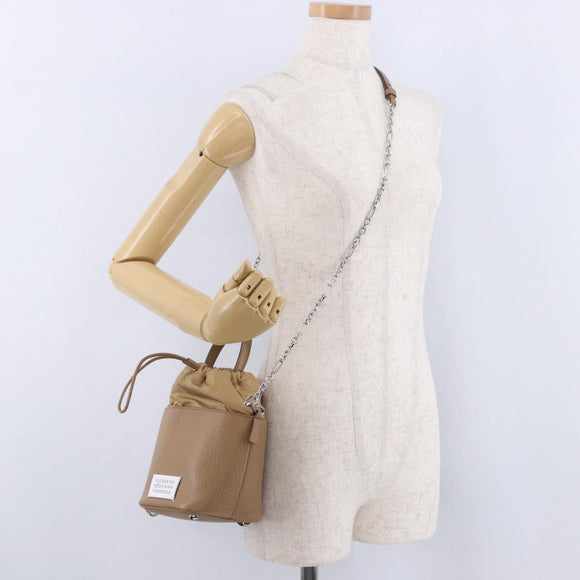 Maison Margiela Purse Chain Shoulder Bag Leather 2way Beige Silver Auth am12335M