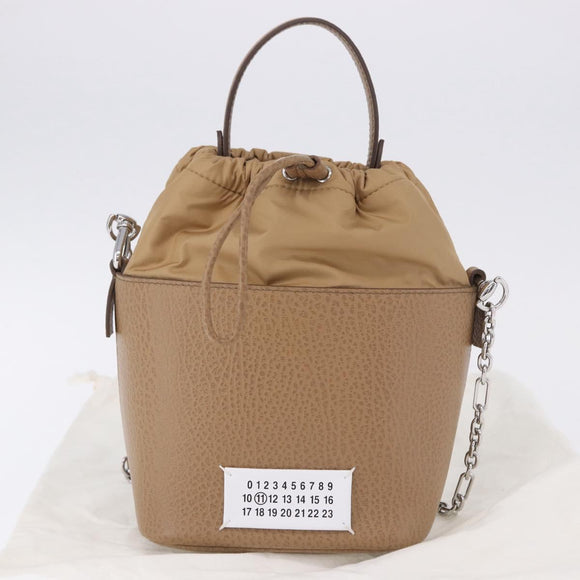 Maison Margiela Purse Chain Shoulder Bag Leather 2way Beige Silver Auth am12335M