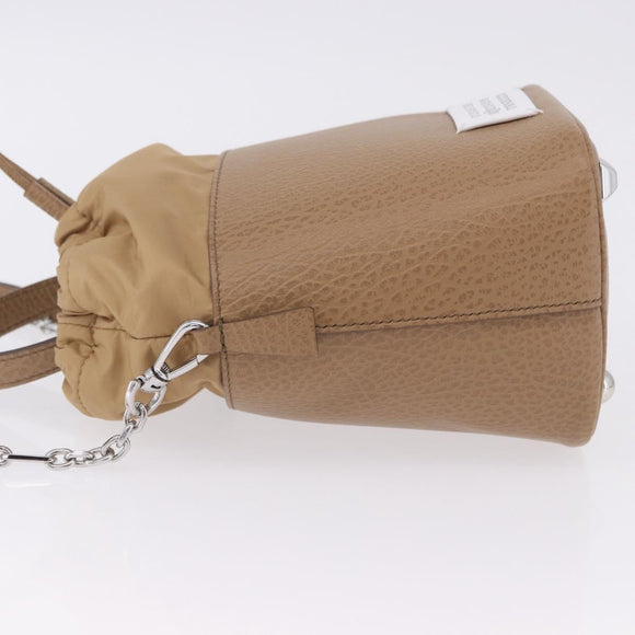 Maison Margiela Purse Chain Shoulder Bag Leather 2way Beige Silver Auth am12335M