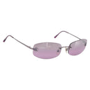 CHANEL CC Rimless Sunglasses Metal Purple Silver CC Auth am12336M-1