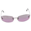 CHANEL CC Rimless Sunglasses Metal Purple Silver CC Auth am12336M-2