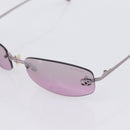 CHANEL CC Rimless Sunglasses Metal Purple Silver CC Auth am12336M-7