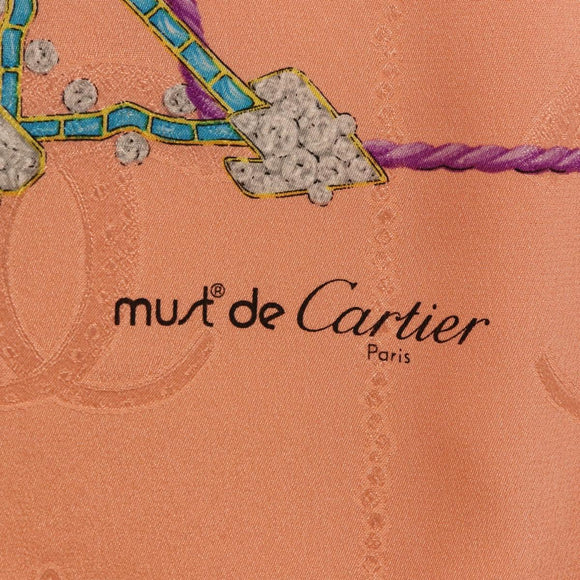 CARTIER Scarf Silk Pink Auth am12338M