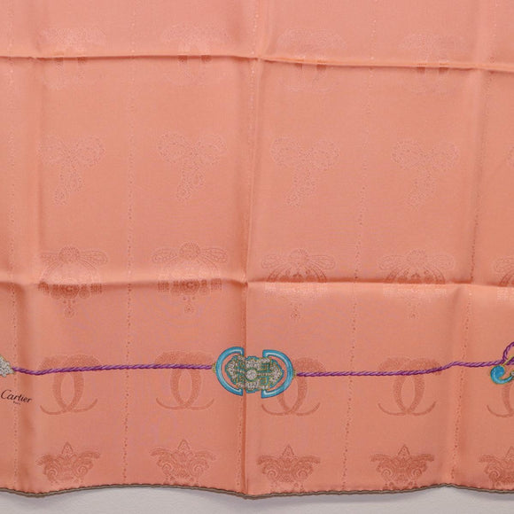 CARTIER Scarf Silk Pink Auth am12338M